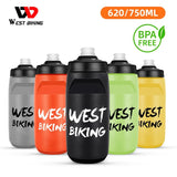 WEST BIKING Cycling Water Bottle 620-750ML Portable Sports Soft Flask MTB Road Bike Bottle Running Gym Fitness Bottle 6 Colors