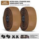 WEST BIKING Genuine Leather Handlebar Tape For Road Bike Retro Color Drop-Bar Bike Handlebar Winding Bicycle Accessories