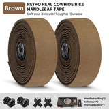 WEST BIKING Genuine Leather Handlebar Tape For Road Bike Retro Color Drop-Bar Bike Handlebar Winding Bicycle Accessories