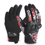 WEST BIKING Graffiti Motorcycle Gloves Anti Shock MTB Leather Gloves Full Finger Touch Screen Enduro Glove With Joint Protection