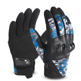 WEST BIKING Graffiti Motorcycle Gloves Anti Shock MTB Leather Gloves Full Finger Touch Screen Enduro Glove With Joint Protection