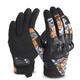 WEST BIKING Graffiti Motorcycle Gloves Anti Shock MTB Leather Gloves Full Finger Touch Screen Enduro Glove With Joint Protection