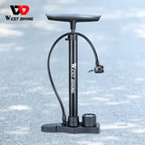 WEST BIKING High Pressure Bicycle Air Pump With Pressure Gauge 160 PSI Stainless Steel Floor Pump MTB Road Bike Tire Inflator