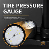 WEST BIKING High Pressure Bicycle Air Pump With Pressure Gauge 160 PSI Stainless Steel Floor Pump MTB Road Bike Tire Inflator