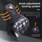 WEST BIKING Leather Motorcycle Gloves Carbon Fiber 3D Protection Motocross MTB Cycling Gloves Touch Screen Wrist Knob Tightening