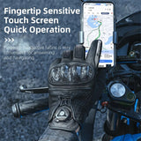 WEST BIKING Leather Motorcycle Gloves Carbon Fiber 3D Protection Motocross MTB Cycling Gloves Touch Screen Wrist Knob Tightening