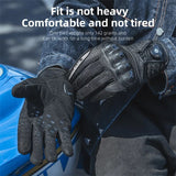 WEST BIKING Leather Motorcycle Gloves Carbon Fiber 3D Protection Motocross MTB Cycling Gloves Touch Screen Wrist Knob Tightening