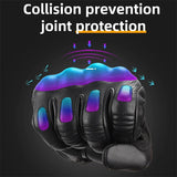 WEST BIKING Leather Motorcycle Gloves Men Outdoor Windproof Full Finger Touch Screen Gloves 3D Protection Punk Motocross Gloves