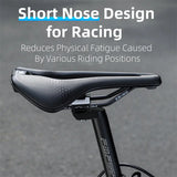 WEST BIKING Lightweight Road Bike Seat Short Nose Racing Bike Saddle Bicycle Hollow Painless Saddle Bike Accessories