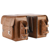 WEST BIKING Long Travel Cycling Pannier Bag Crazy Horse Leather Bike Cargo Waterproof Rear Double Side Bag With 2 Bottle Holder