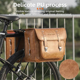 WEST BIKING Long Travel Cycling Pannier Bag Crazy Horse Leather Bike Cargo Waterproof Rear Double Side Bag With 2 Bottle Holder
