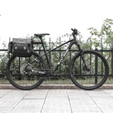 WEST BIKING Long Travel Cycling Pannier Bag Crazy Horse Leather Bike Cargo Waterproof Rear Double Side Bag With 2 Bottle Holder