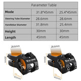 WEST BIKING MTB 25.4/31.8mm Handlebar Stem Extender 6061 Aluminum Alloy CNC Front Fork Stem Adapter Bicycle Handlebar Mount
