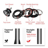 WEST BIKING MTB Bicycle 44mm Headset Double Bearing 28.6 Straight Tube Bike Fork Steering Column Spacers Stem Cap BMX Parts