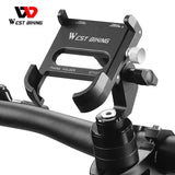 WEST BIKING MTB Phone Support Bike Stem Mount Mobile Phone Widely Adaptable Bracket Aluminum Alloy Adjustable Smartphone Stand