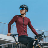 WEST BIKING Men Long Sleeve Cycling Jerseys Breathable Quick Dry MTB Road Bicycle Tops Racing Triathlon Sport Pocket T-shirt 3XL