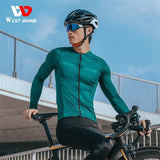 WEST BIKING Men Long Sleeve Cycling Jerseys Breathable Quick Dry MTB Road Bicycle Tops Racing Triathlon Sport Pocket T-shirt 3XL