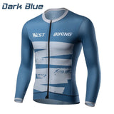 WEST BIKING Men Road Bike Jerseys Long Sleeve Cycling Shirt Spring Autumn MTB Jerseys Triathlon Breathable Tops With Pockets
