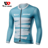 WEST BIKING Men Road Bike Jerseys Long Sleeve Cycling Shirt Spring Autumn MTB Jerseys Triathlon Breathable Tops With Pockets