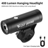 WEST BIKING Mini Ultralight Bicycle Headlights Rechargeable 4800mAh MTB Road Bike Front Light Portable Cycling LED Flashlight
