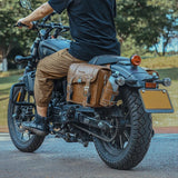 WEST BIKING Motorcycle Bag PU Leather Waterproof 16L 2 Pcs Side Bags Universal Motorcycle Pannier Bag With Bottle Bag Padlock