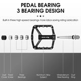 WEST BIKING Mountain Bike Reflective 3 Bearing Pedals Lightweight Aluminum Alloy Non-Slip Road Bike Flat Pedals For MTB BMX