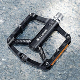 WEST BIKING Mountain Bike Reflective 3 Bearing Pedals Lightweight Aluminum Alloy Non-Slip Road Bike Flat Pedals For MTB BMX
