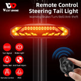 WEST BIKING Multifunctional Anti-theft Alarm Bicycle Rear Light Smart Brake Tail Lights Type-C Charging Wireless Turn Signal