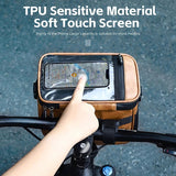 WEST BIKING Multifunctional Bicycle Handlebar Bag Waterproof Touch Screen Phone Bag Crazy Horse Leather Travel Insulated Bag