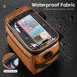 WEST BIKING Multifunctional Bicycle Handlebar Bag Waterproof Touch Screen Phone Bag Crazy Horse Leather Travel Insulated Bag