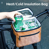 WEST BIKING Multifunctional Bicycle Handlebar Bag Waterproof Touch Screen Phone Bag Crazy Horse Leather Travel Insulated Bag