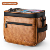 WEST BIKING Multifunctional Bicycle Handlebar Bag Waterproof Touch Screen Phone Bag Crazy Horse Leather Travel Insulated Bag