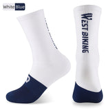 WEST BIKING Professional Cycling Socks Sport Breathable Color Block Long Socks Non-Slip Compression MTB Bike Football Socks