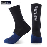 WEST BIKING Professional Cycling Socks Sport Breathable Color Block Long Socks Non-Slip Compression MTB Bike Football Socks
