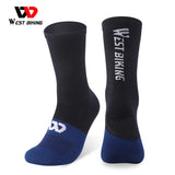 WEST BIKING Professional Cycling Socks Sport Breathable Color Block Long Socks Non-Slip Compression MTB Bike Football Socks
