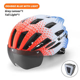 WEST BIKING Safety Men's Cycling Helmet Magnetic Goggles Lightweight Road Bike Female Helmet With LED Light MTB Equipment