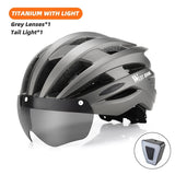 WEST BIKING Safety Men's Cycling Helmet Magnetic Goggles Lightweight Road Bike Female Helmet With LED Light MTB Equipment