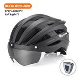 WEST BIKING Safety Men's Cycling Helmet Magnetic Goggles Lightweight Road Bike Female Helmet With LED Light MTB Equipment