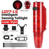 WEST BIKING Smart Bicycle Taillight Brake Sensor Laser LED Rear Light IPX5 Waterproof Flash Light Rechargeable Cycle Accessories