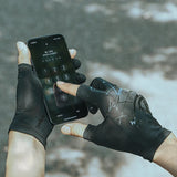 WEST BIKING Summer Cycling Gloves Fingerless Touch Screen Ice Silk Cool Spider Pattern Driving Hiking Gloves Cooling Sport Gear