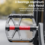 WEST BIKING Ultralight Bicycle Pedals Flat MTB Aluminum Pedals With Reflector Road Bike 3 Bearing Pedals Bike Accessories