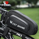 WEST BIKING Waterproof Bicycle Front Frame Bag Reflective Logo MTB Top Tube Bag Multi-Layer Storage Cycling Bag Bike Accessories