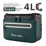 WEST BIKING Waterproof Bike Phone Handlebar Bag Adjustable Touch Screen Support Bicycle Front Bag Quick Release Handle Extension