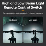 WEST BIKING Wireless Remote Control Headlights 1000 Lumens High/Low Beam Bicycle Front Light Detachable Reversible Lamp Head