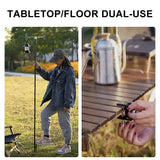 WESTTUNE Camping Lamp Stand with Double Hooks Aluminum Alloy Foldable Lamp Pole Telescopic Outdoor Light Holder Lamp Hanger