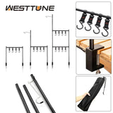 WESTTUNE Outdoor Desktop Storage Rack Camping Tableware Hanging Rack Ultralight Aluminum Alloy Shelves Stand Rack with Hooks
