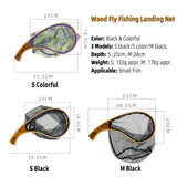 WIFREO Portable Solid Wood Fly Fishing Landing Net Trout Catch and Release Net Quality Wooden Stream Fishing Net Tackle Tool