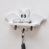 Wall Key Organizer Cartoon Wooden Entryway Hooks Home Décor Accents Shelf With Bat Shape For Living Room Bedroom Entrance Hall