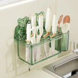 Wall Mounted Chopsticks Holder Bear Design Utensil Drying Holder For Sink Hangable Punch-free Sponge Drain Sink Basket Organizer