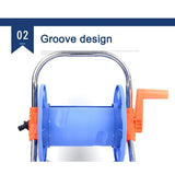 Water Hose Reel Rust Resistant Stainless Steel Handle Portable Space Saving Tool Store Hose